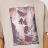 Dark High Street Tshirt White Ink Direct Injection Print Unisex Angel Patterns Loose Oversized T-shirts