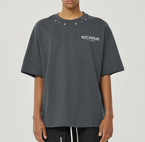 Custom Heavyweight T shirt | Screen Print Streetwear Cotton Rivet Loose T-shirts