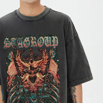 Supplier Monsters Logo DTG Printing Tshirts Cotton 230GSM Short Sleeve Washed Oversized Fit For Men