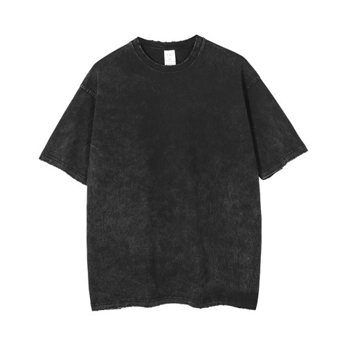 Custom Acid Wash 100% Cotton T-shirts | Dark Heavy Weight Men Frayed Retro Short Sleeved T Shirts