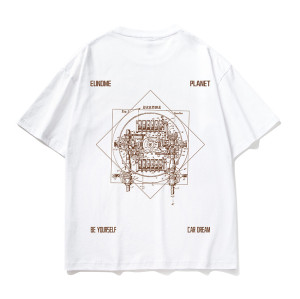 Custom Streetwear with Tech Elements Printed Silkscreen Cotton Short Sleeve T Shirts Men