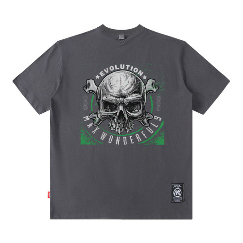 Skull Print Custom Streetwear Heavyweight Cotton Short Sleeve T Shirt Men