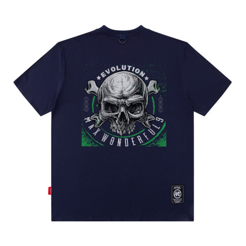 Skull Print Custom Streetwear Heavyweight Cotton Short Sleeve T Shirt Men