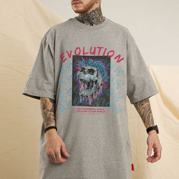 Wholesale Vintage Streetwear T Shirt, White Ink Direct Print Oversized Skeleton T Shirt Mens