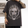 Customized Skull Themed T Shirt, Heat Transfer Graphic Printed Oversized Dark Streetwear T Shirt Men