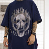 Customized Skull Themed T Shirt, Heat Transfer Graphic Printed Oversized Dark Streetwear T Shirt Men