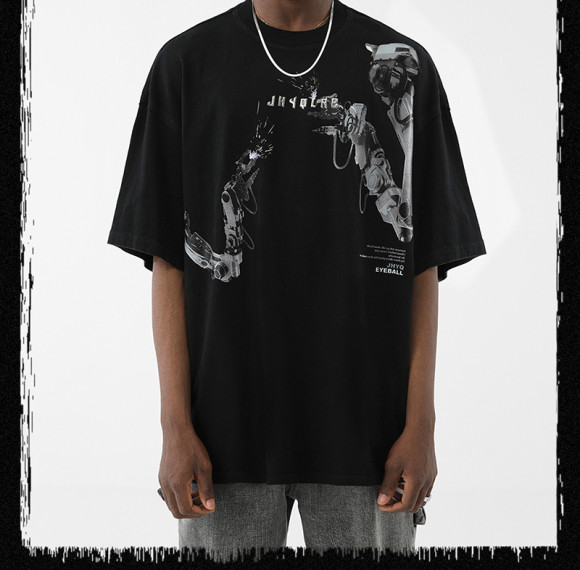 Custom Technology Elements T Shirts | White Ink Direct Wash Streetwear Vintage Cotton Men's T-Shirt