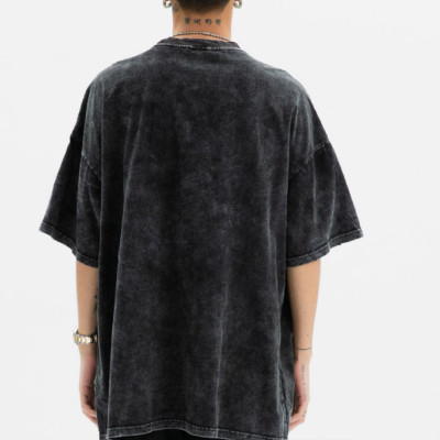 Customized Dark Graphic Printed Streetwear Heavyweight Cotton Short Sleeve T Shirts Men