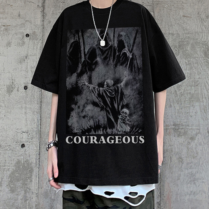 Customized Oversized Streetwear | Dark Printed Pattern Short Sleeve T Shirts | Support OEM,ODM