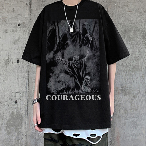 Customized Oversized Streetwear | Dark Printed Pattern Short Sleeve T Shirts | Support OEM,ODM