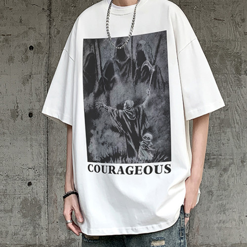 Customized Oversized Streetwear | Dark Printed Pattern Short Sleeve T Shirts | Support OEM,ODM