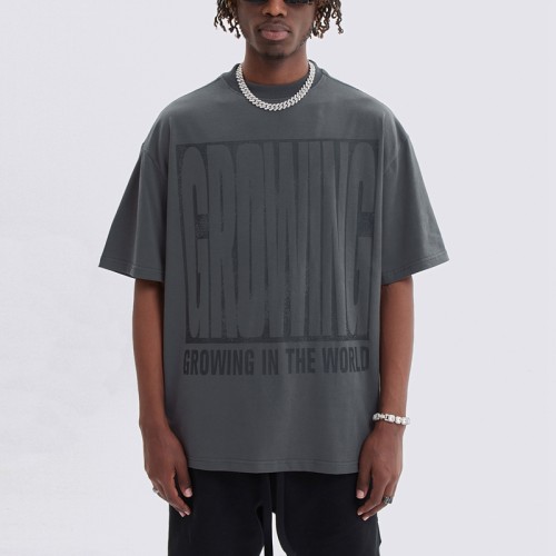 Summer Trendy Custom Pattern Print Round Neck T-shirt | Screen Print Solid Color Casual Short-sleeved Dark T-shirts