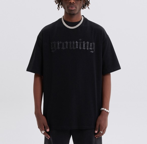 Customized Production Patchwork Embroidery Plain TShirt, Cotton Oversized Vintage Streetwear T Shirt