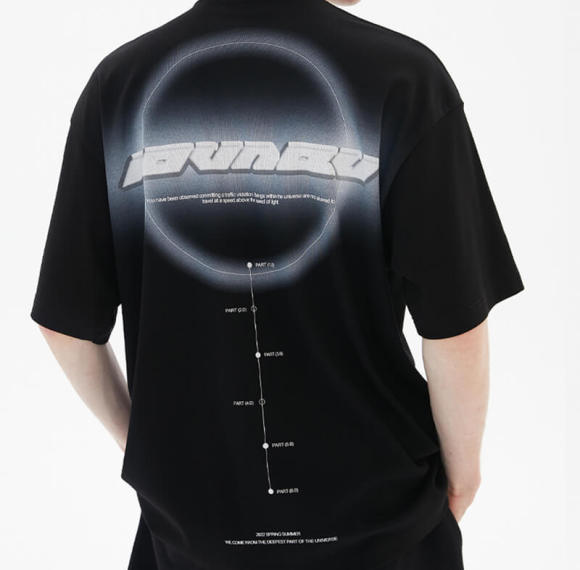 Custom Streetwear T-Shirts with Black Hole Tech Elements | Direct Injection Printing Oversized T Shirts