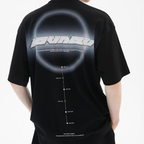 Custom Streetwear T-Shirts with Black Hole Tech Elements | Direct Injection Printing Oversized T Shirts