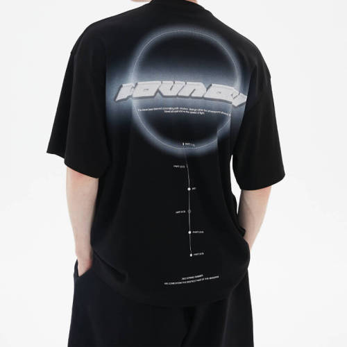 Custom Streetwear T-Shirts with Black Hole Tech Elements | Direct Injection Printing Oversized T Shirts