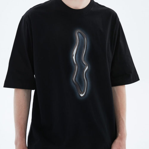 Customized Tech Elements T Shirt | White Ink Direct Inkjet Möbius Ring Graphic Streetwear T Shirts Men