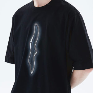 Customized Tech Elements T Shirt | White Ink Direct Inkjet Möbius Ring Graphic Streetwear T Shirts Men