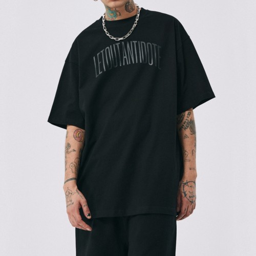 Manufacturing Oversized Streetwear | Drop Shoulder Letter Pattern Screen Print Short Sleeve T shirts