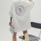 Custom Design Streetwear T Shirt, Skull Letter Print Oversized Short Sleeve T Shirt Women