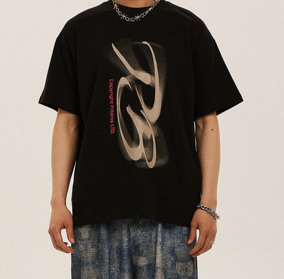 Customized Manufacturing Washed Vintage Streetwear Blurred Pattern Printed Cotton T Shirts for Men