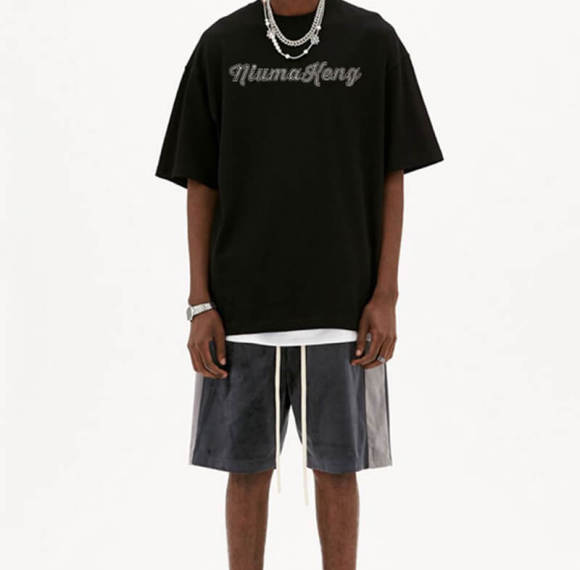 Customized Manufacturing Dark Heavyweight TShirt, Letter Print Screen Printed Streetwear T Shirt Men