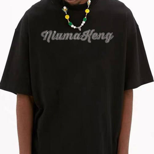 Customized Manufacturing Dark Heavyweight TShirt, Letter Print Screen Printed Streetwear T Shirt Men