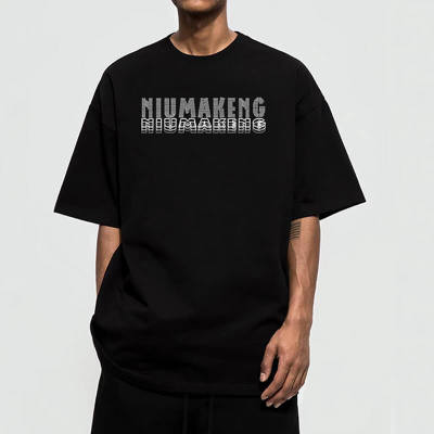 Customized Heavyweight Crew Neck T-Shirt, Monogrammed Screen Printed Simple Streetwear T Shirt Men