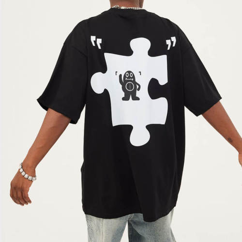 Customized Personalized Graphic Printed T-Shirt, Funny Jigsaw Printed Streetwear Graphic T Shirt Men