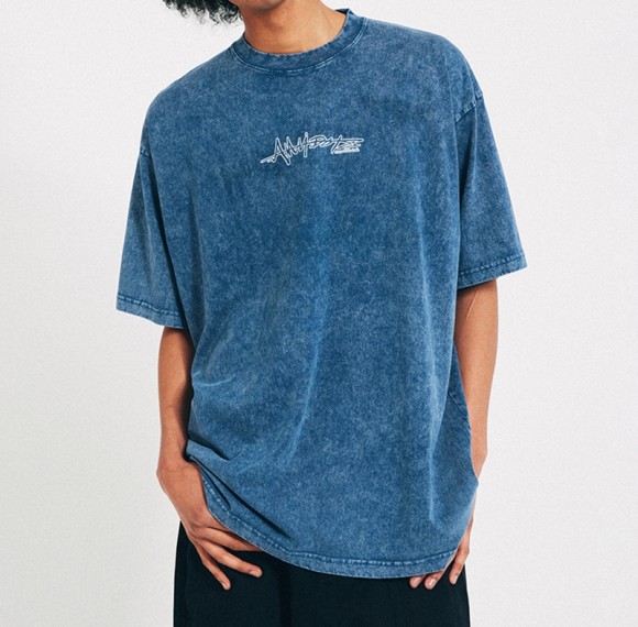 Customizable Letters Printed Wash T Shirt, Heavyweight Screen Printed Vintage Streetwear T Shirt Men