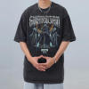Customized Devil Theme Printed Cotton T-Shirt, Vintage Washed Printed Streetwear T Shirt Men