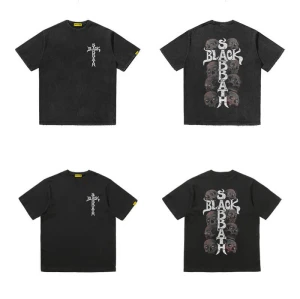 Customized Skull Themed Cotton T-Shirt, Black Sabbath Printed Vintage Streetwear T Shirt Men