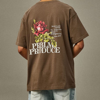 Customized Rose Themed Printed T-Shirt, Vintage Rose Printed Heavyweight Streetwear T Shirt Men