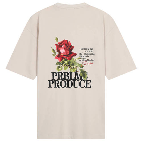 Customized Rose Themed Printed T-Shirt, Vintage Rose Printed Heavyweight Streetwear T Shirt Men