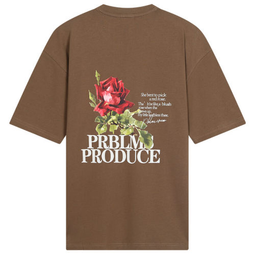 Customized Rose Themed Printed T-Shirt, Vintage Rose Printed Heavyweight Streetwear T Shirt Men