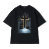 Factory Customized Cross Theme Printed T-Shirt, Oversized Loose Fit Cotton Streetwear T Shirt Men