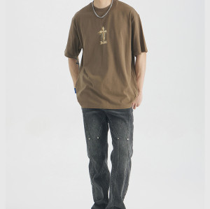 Manufacturing Customized Cross Theme Printed T-Shirt, Smoke Cross Printed Streetwear T Shirt Men