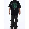 Custom Futuristic Streetwear, Source Code Portrait Print Heavyweight Oversized Short Sleeve T Shirts