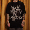 Customizable Streetwear with Skull Bird Print | 100% Cotton Crew Neck T-Shirt | Support OEM, ODM