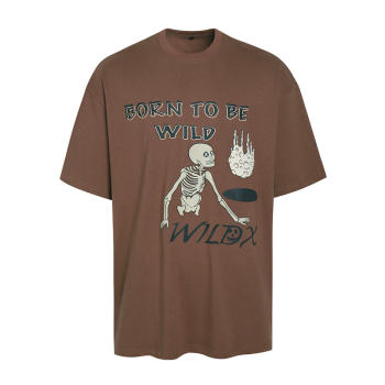 Customizable T-Shirt with Skeletons Print | Screen Print Crew Neck Streetwear | Support OEM, ODM