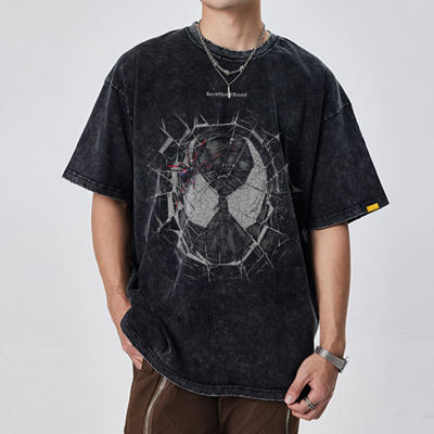 Customizable Streetwear with Spider Graphics | Cotton Oversized T-Shirt | Snowflake Washed | OEM,ODM