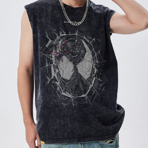 Customizable Streetwear with Spider Graphics | Cotton Oversized T-Shirt | Snowflake Washed | OEM,ODM