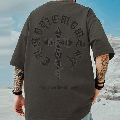 TouchesDark Men's Cross Printed Dark Cotton Short Sleeve T Shirts Streetwear Manufacturer