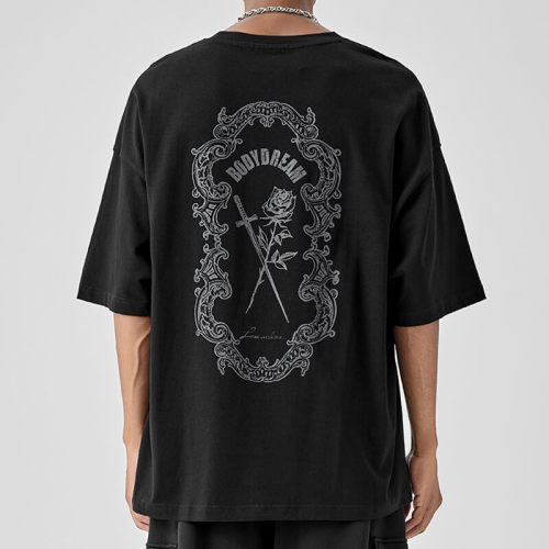 One Stop Streetwear Manufacturer - Rose Knight Baroque Print Oversized Cotton Short Sleeve T Shirts
