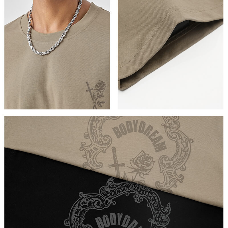 Snow Wash Streetwear T-Shirt with Skeleton Detail Display