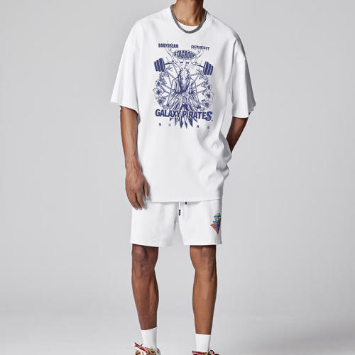 Custom Streetwear Deer God Chain Print - High Quality Oversized Fit Short Sleeve T Shirts Men