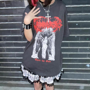 Custom Streetwear with Printed Death Theme Print - Heavyweight Cotton Oversized Short Sleeve T-shirt