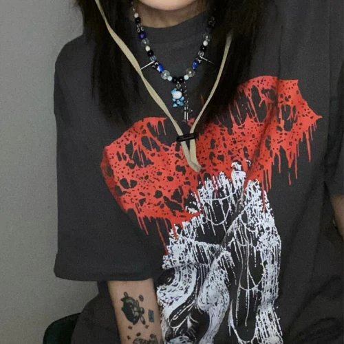 Custom Streetwear with Printed Death Theme Print - Heavyweight Cotton Oversized Short Sleeve T-shirt