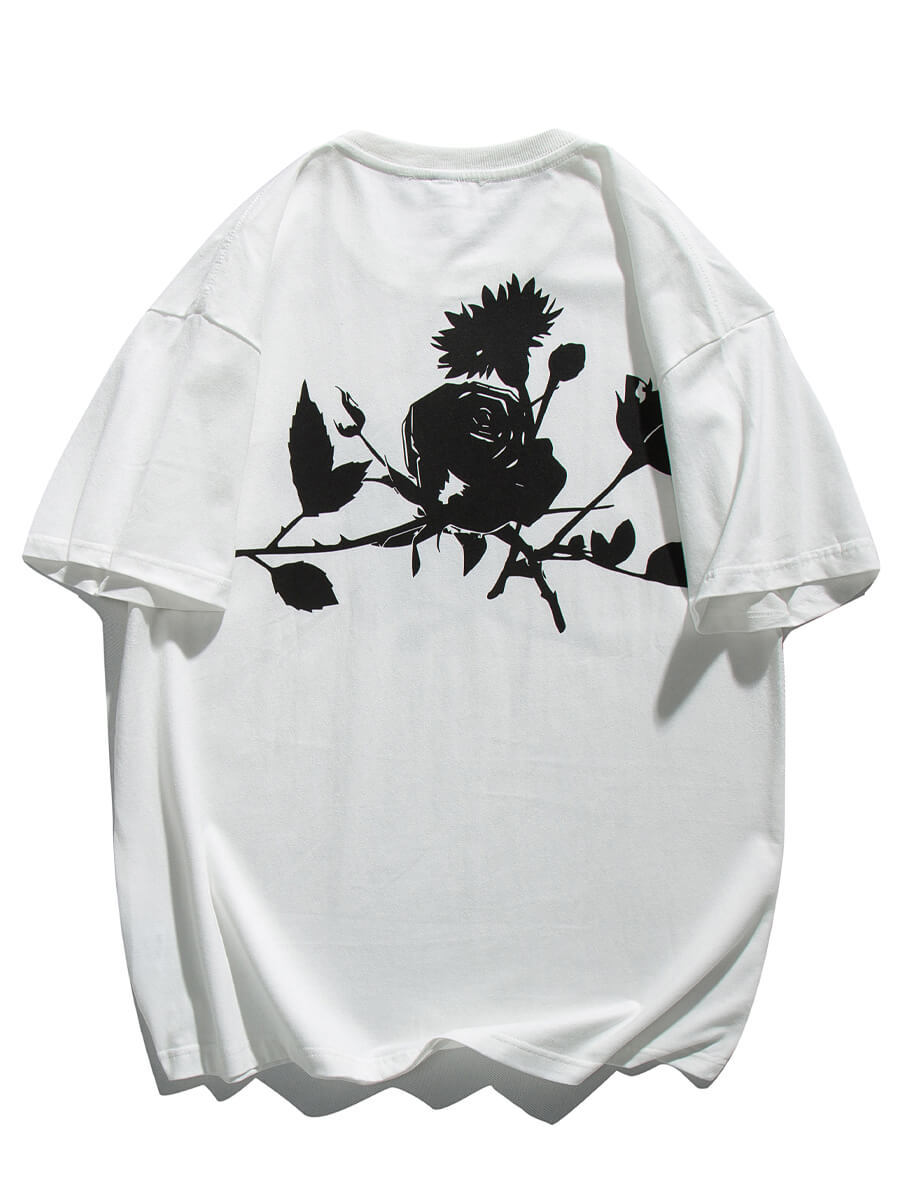 Custom Rose Pattern T Shirts Details 