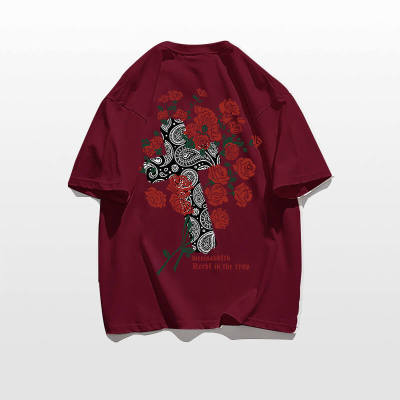 Vintage Floral Print Combed Cotton T Shirts - TouchesDark's Custom Streetwear, Support ODM, OEM